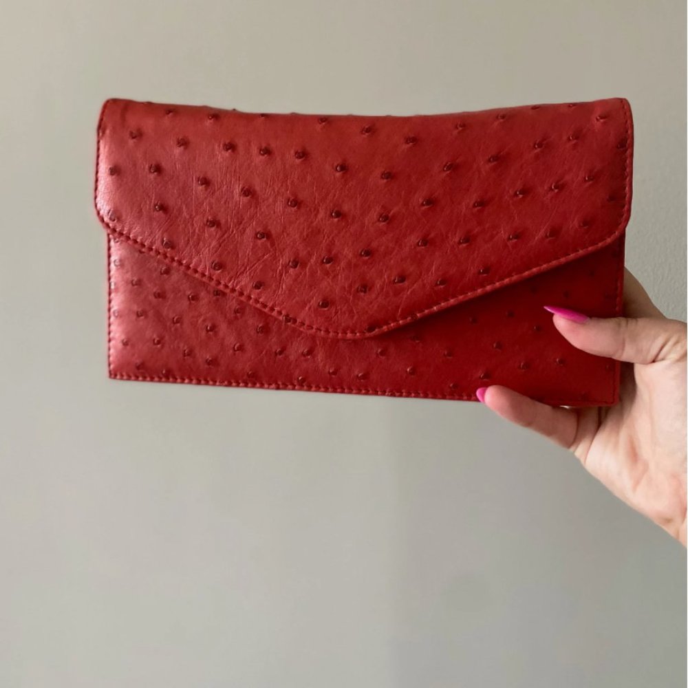 Genuine Ostrich Leather Envelope Bag